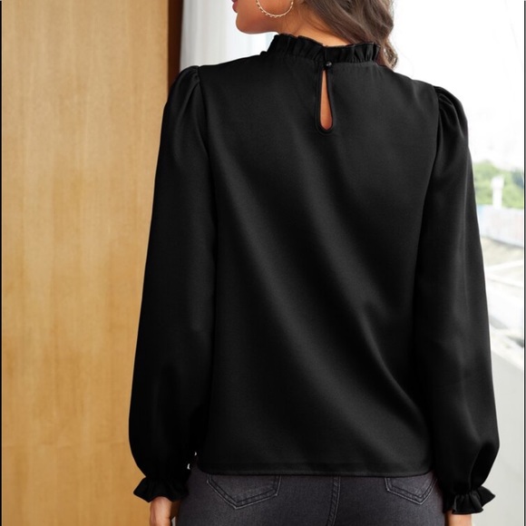 Boho Green Ruffle Frill Sleeve Office Work Top Blouse - Picture 14 of 15